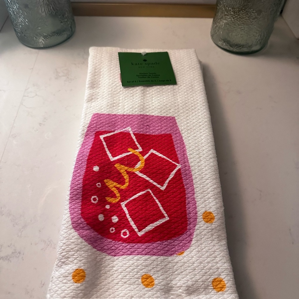 Kate Spade Pink and White Kitchen Linen